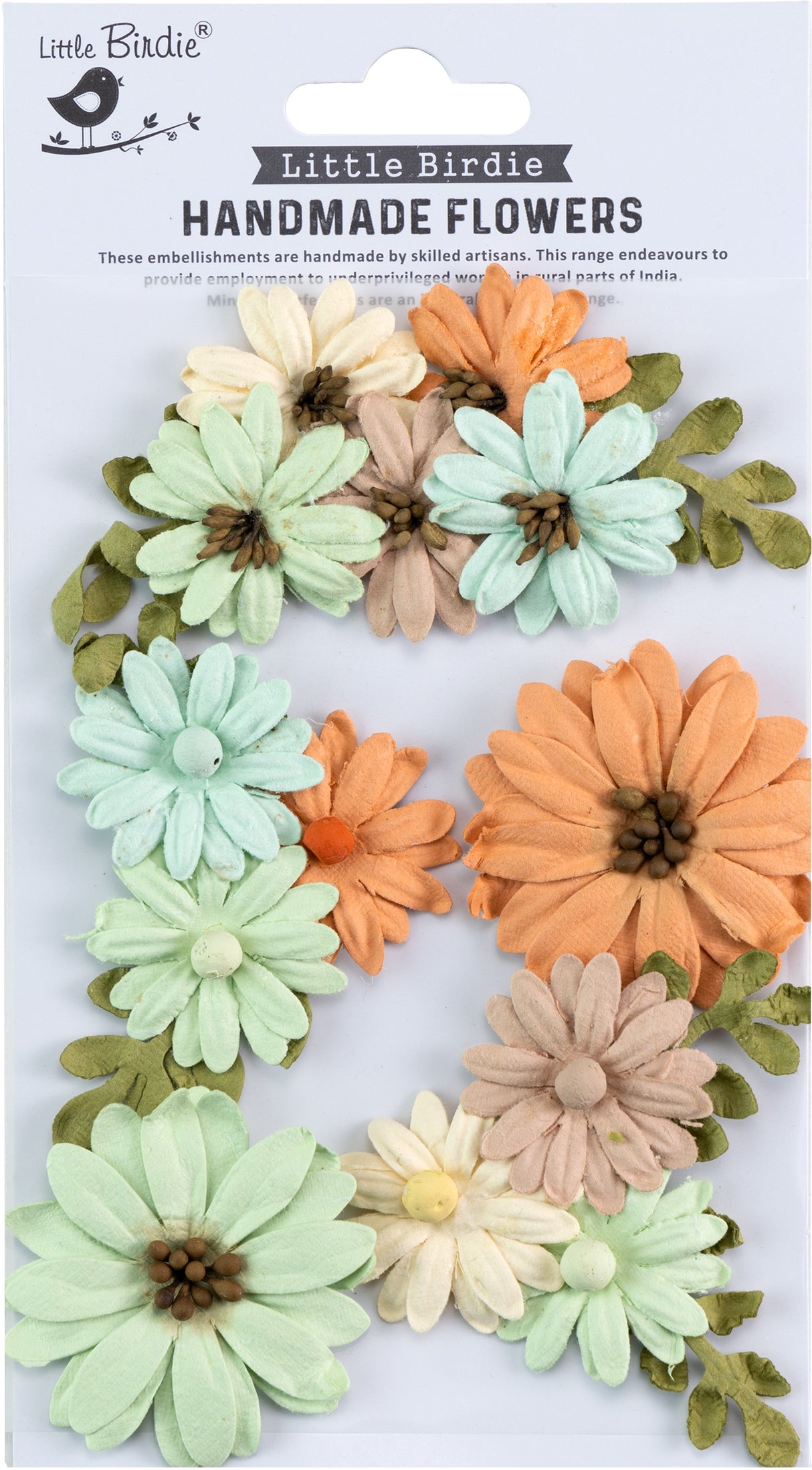 Little Birdie Fairy Garden Paper Flowers 5/Pkg-Woodland Stories