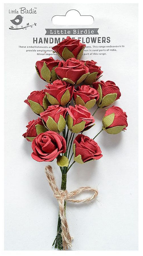Little Birdie Charlie Paper Bouquet 1/Pkg-Poppies And Roses