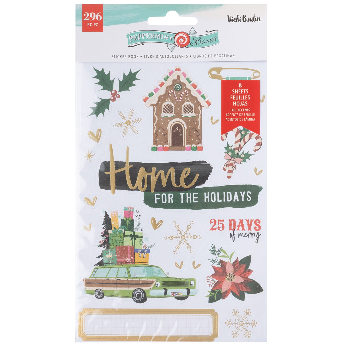 Vicki Boutin Peppermint Kisses Sticker Book-W/Gold Foil Accents 296/Pkg