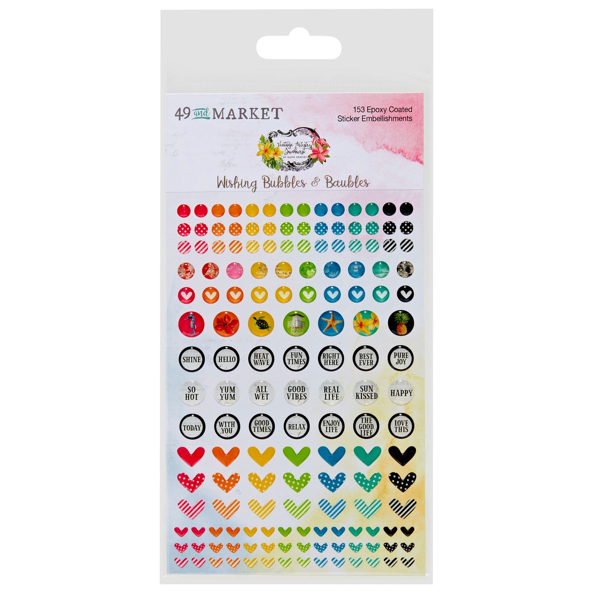 49 And Market Vintage Artistry Sunburst Stickers-Wishing Bubbles & Baubles