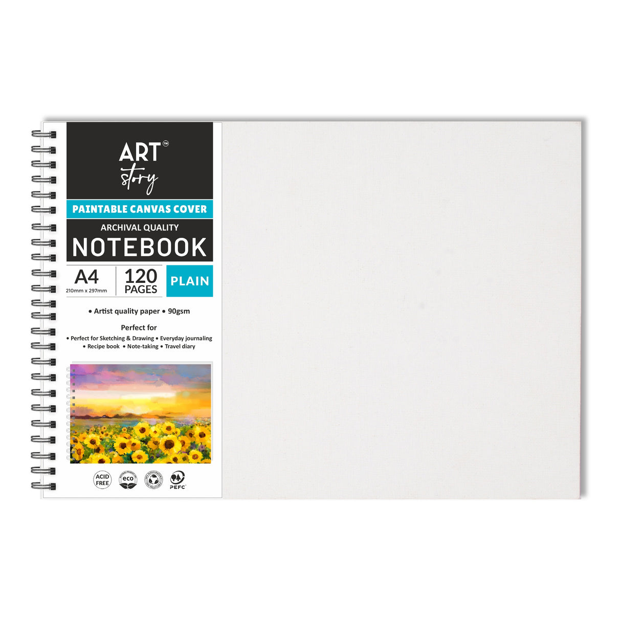 Little Birdie Customizable Canvas Cover Note Book Landscape-A4