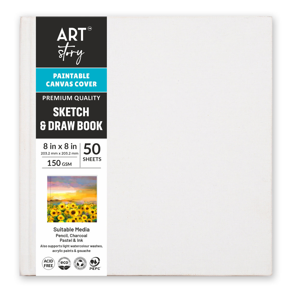 ***Little Birdie Customizable Canvas Cover Sketch And Draw Book-8"X8"