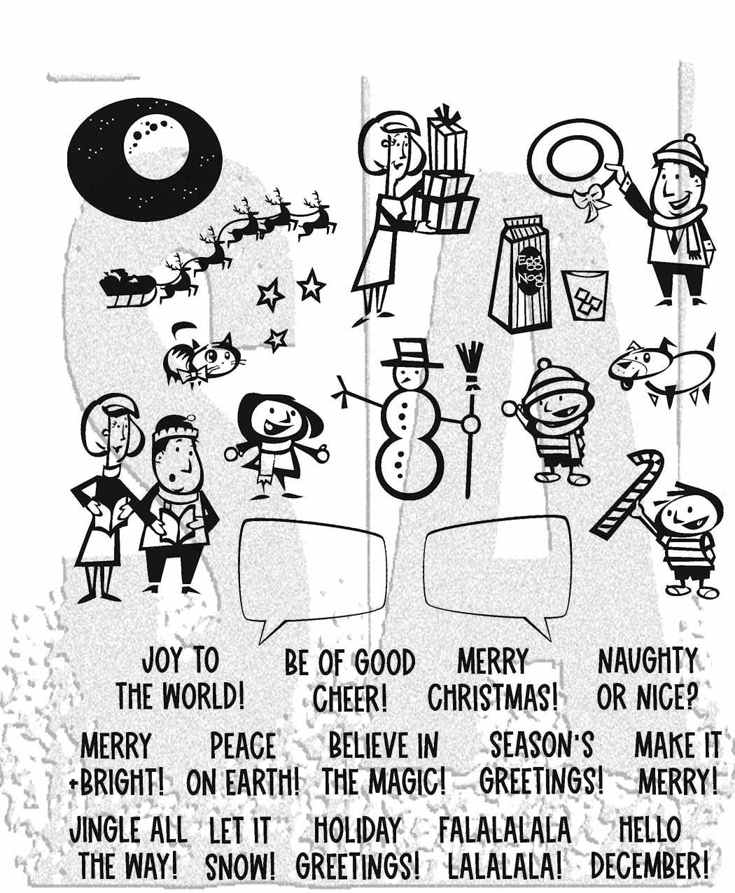 Tim Holtz Cling Stamps 7"X8.5"-Christmas Cartoons