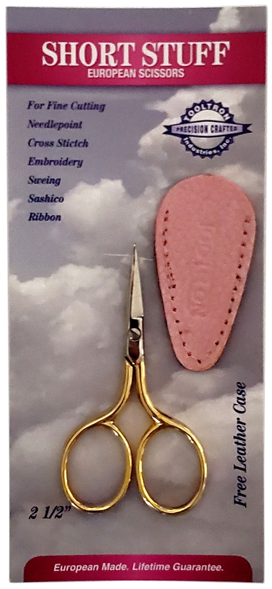 Tool Tron Short Stuff European Scissors 2.5"-With Pink Sheath
