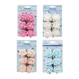 Foam Flowers (Roses) with wire, 2.17" 6-ct