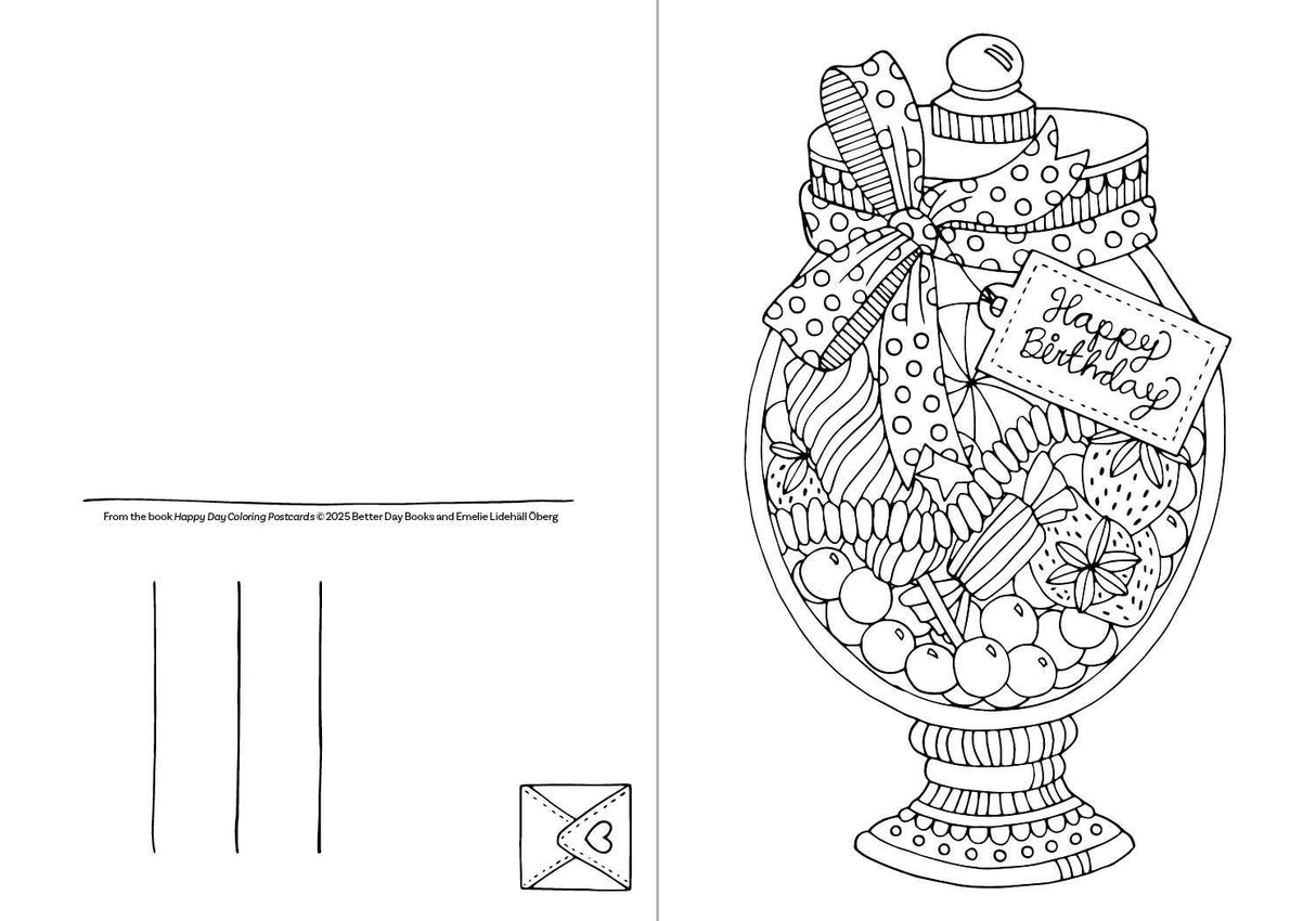 Happy Day Coloring Postcards