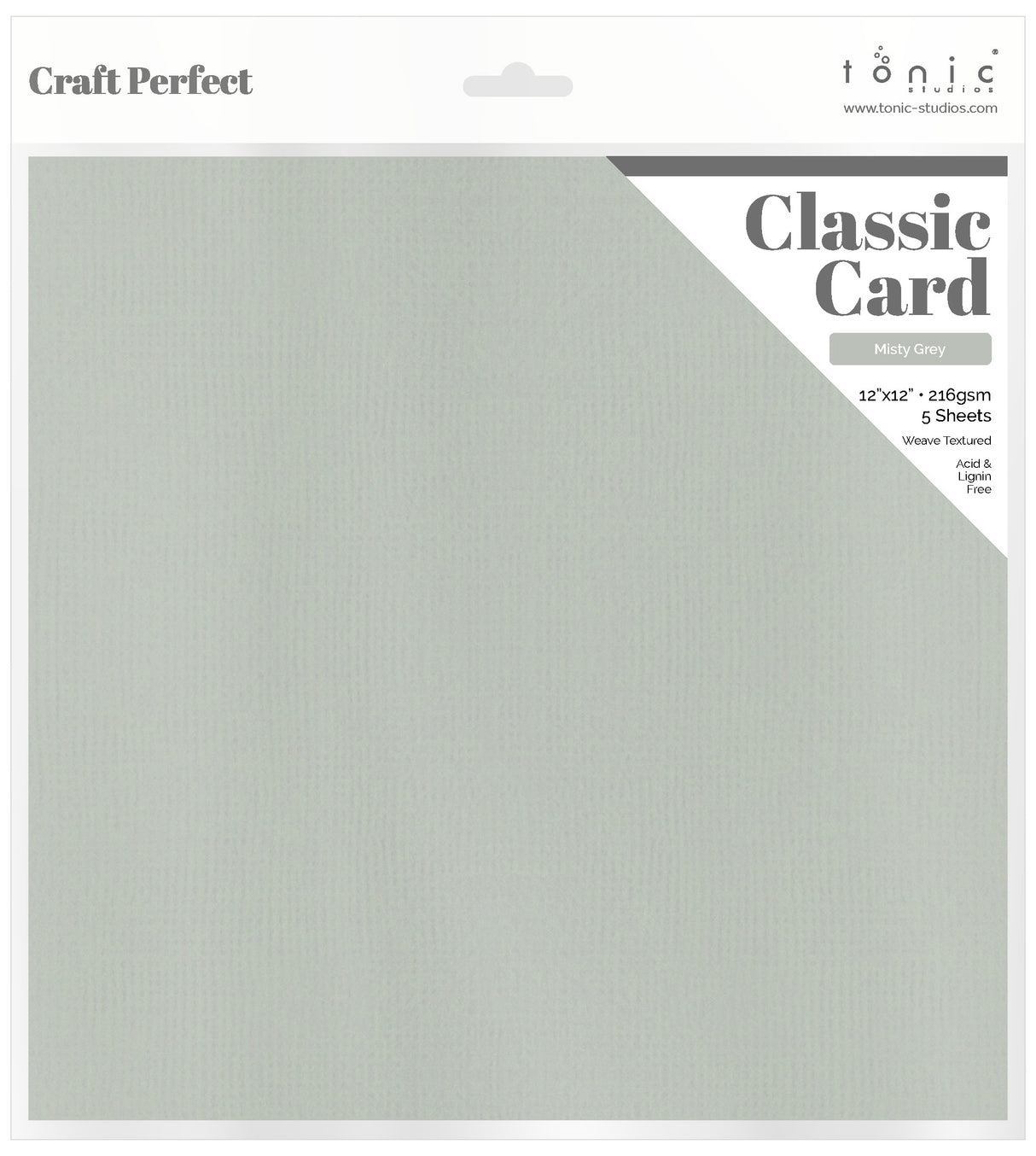 Craft Perfect Weave Texture 80lb Cardstock 12"X12" 5/Pkg-Misty Grey