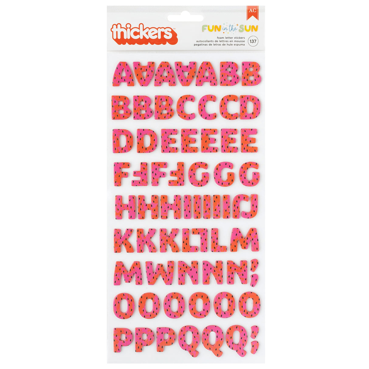 Pebbles Fun In The Sun Thickers Stickers 137/Pkg-Foam Alpha