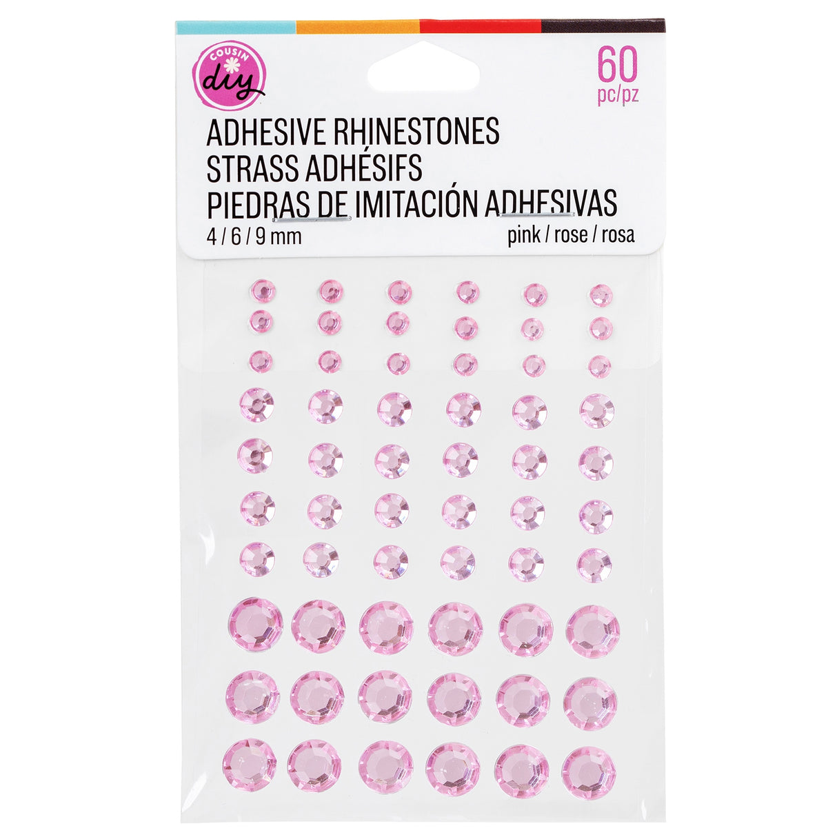 CousinDIY Adhesive Rhinestones 60/Pkg-Pink
