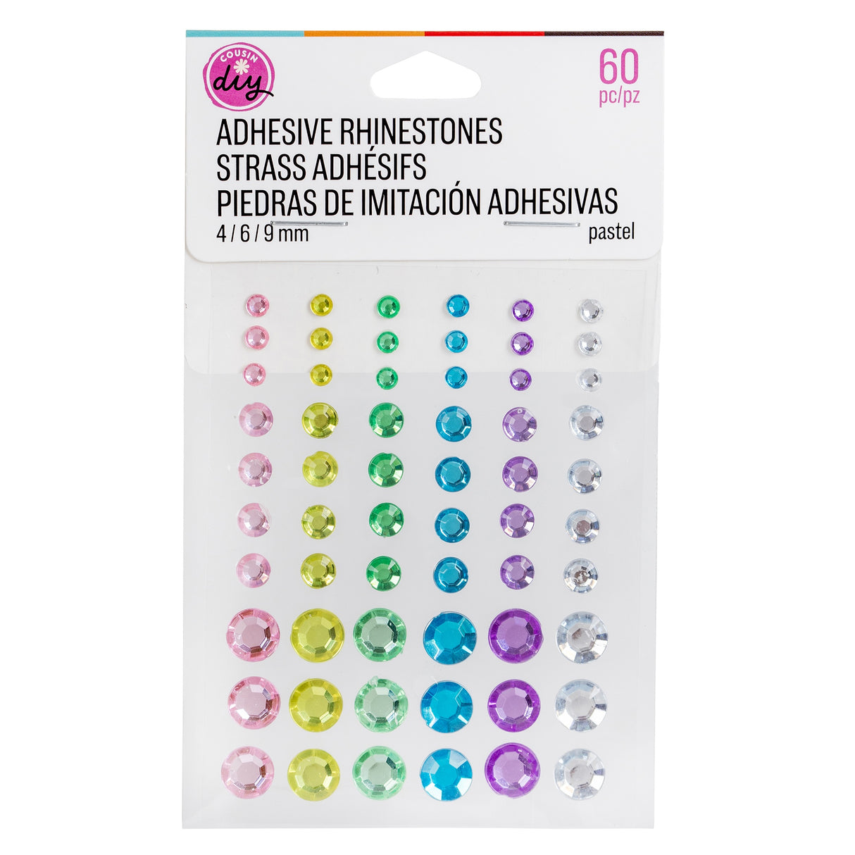 CousinDIY Adhesive Rhinestones 60/Pkg-Pastel
