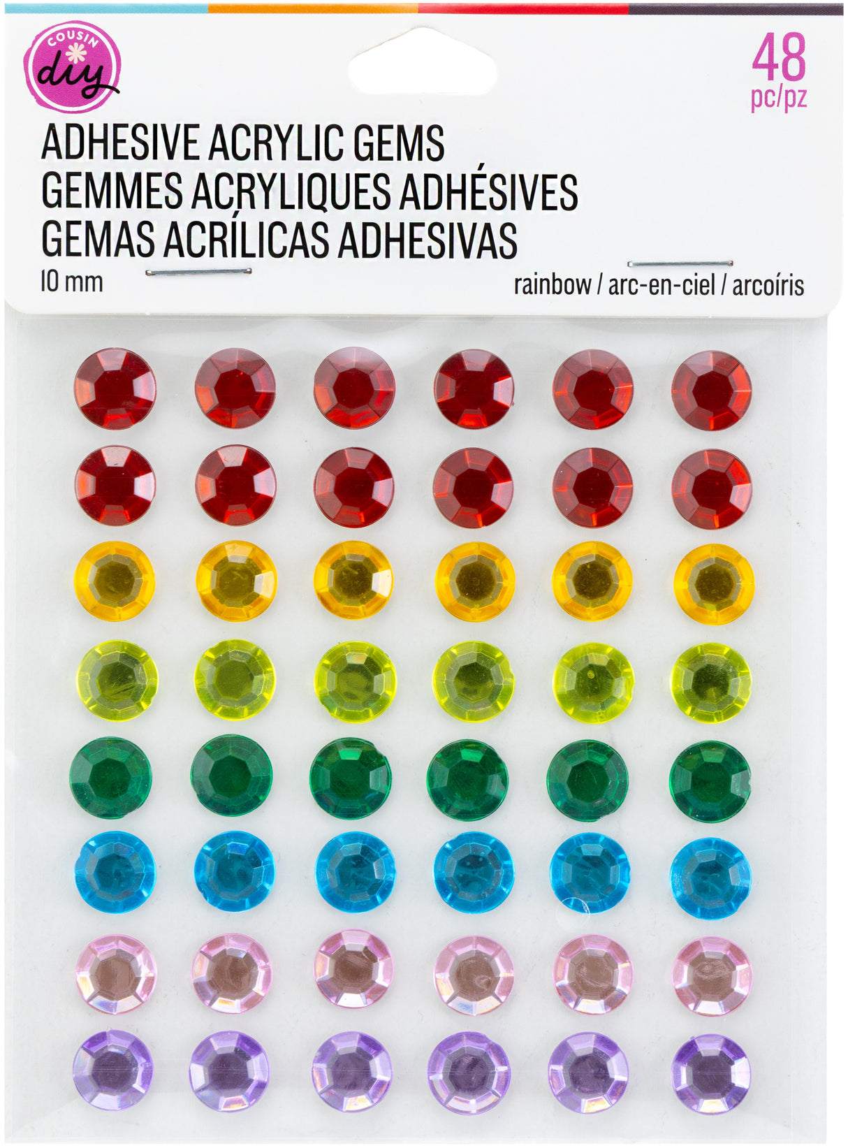 CousinDIY Acrylic Adhesive Gems 10mm-Rainbow