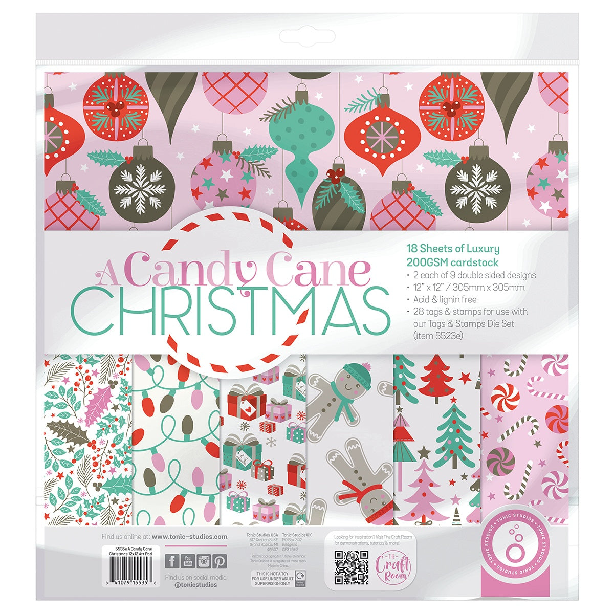 Tonic Studios Art Pad 12"x12"-A Candy Cane Christmas