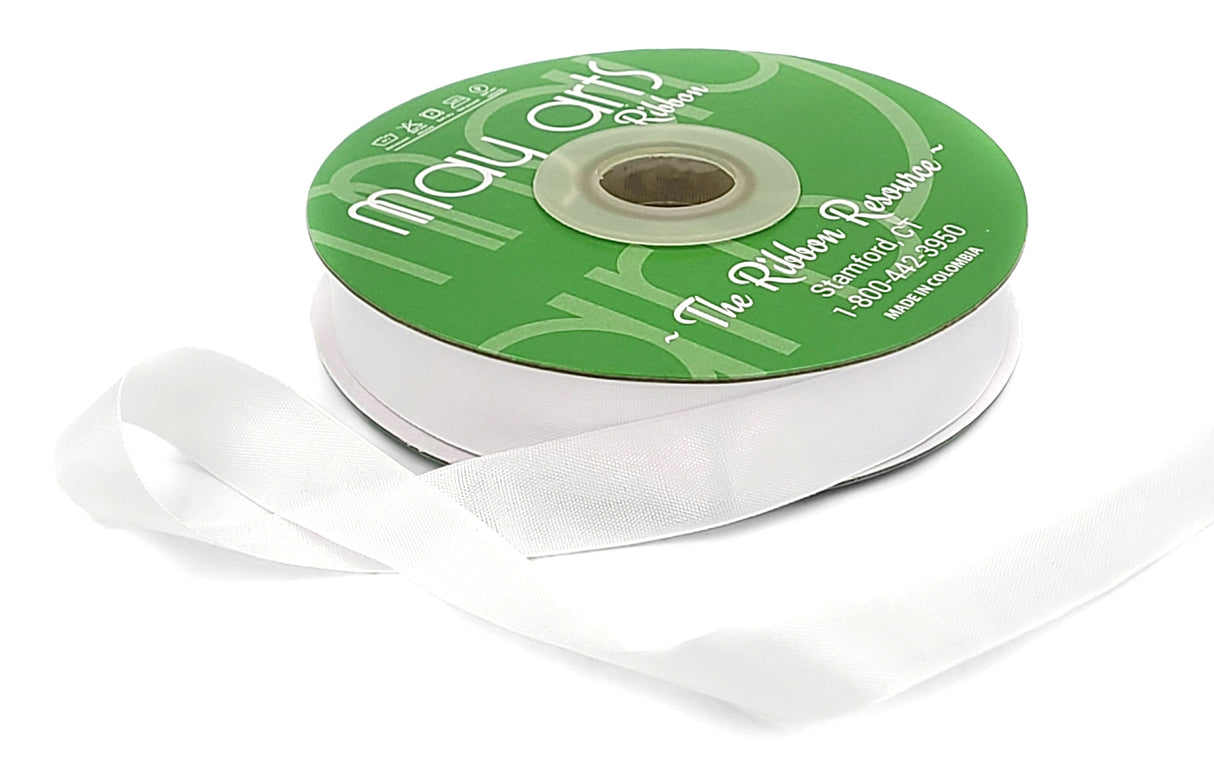 ***May Arts Seam Binding Ribbon 5/8"X50yd-White