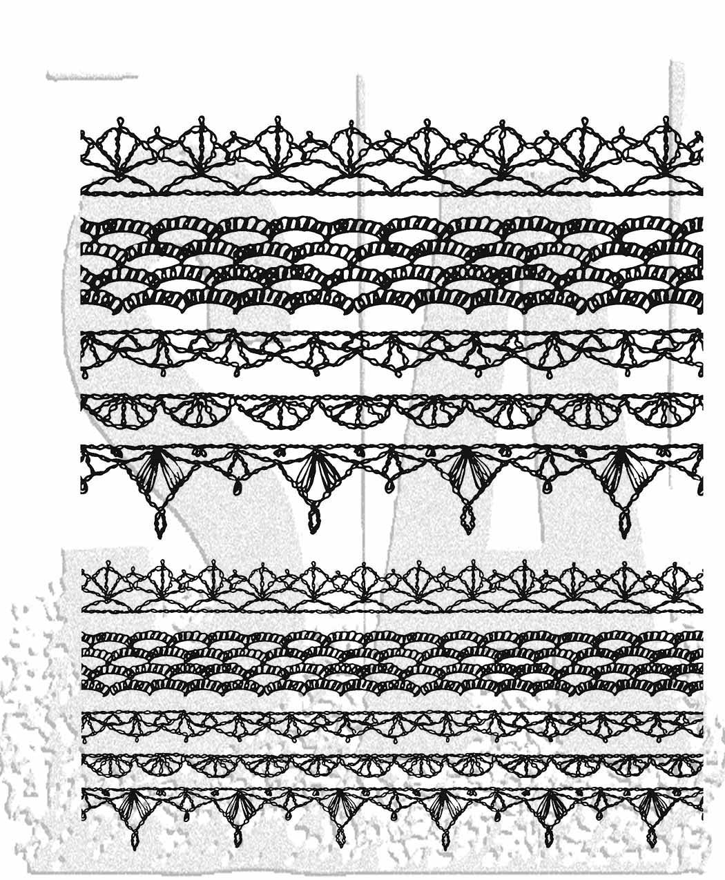 Tim Holtz Cling Stamps 7"X8.5"-Crochet Trims