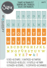 Sizzix A5 Clear Stamps With Framelits Die By 49 And Market-Tab Stamp Alpha