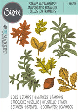 Sizzix A5 Clear Stamps With Framelits Die By 49 And Market-Forever Leaves