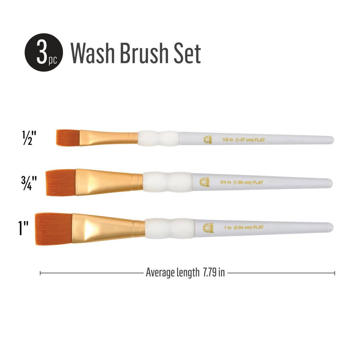 FolkArt® Brush Set Soft Grip - Wash Brush Set, 3-Piece