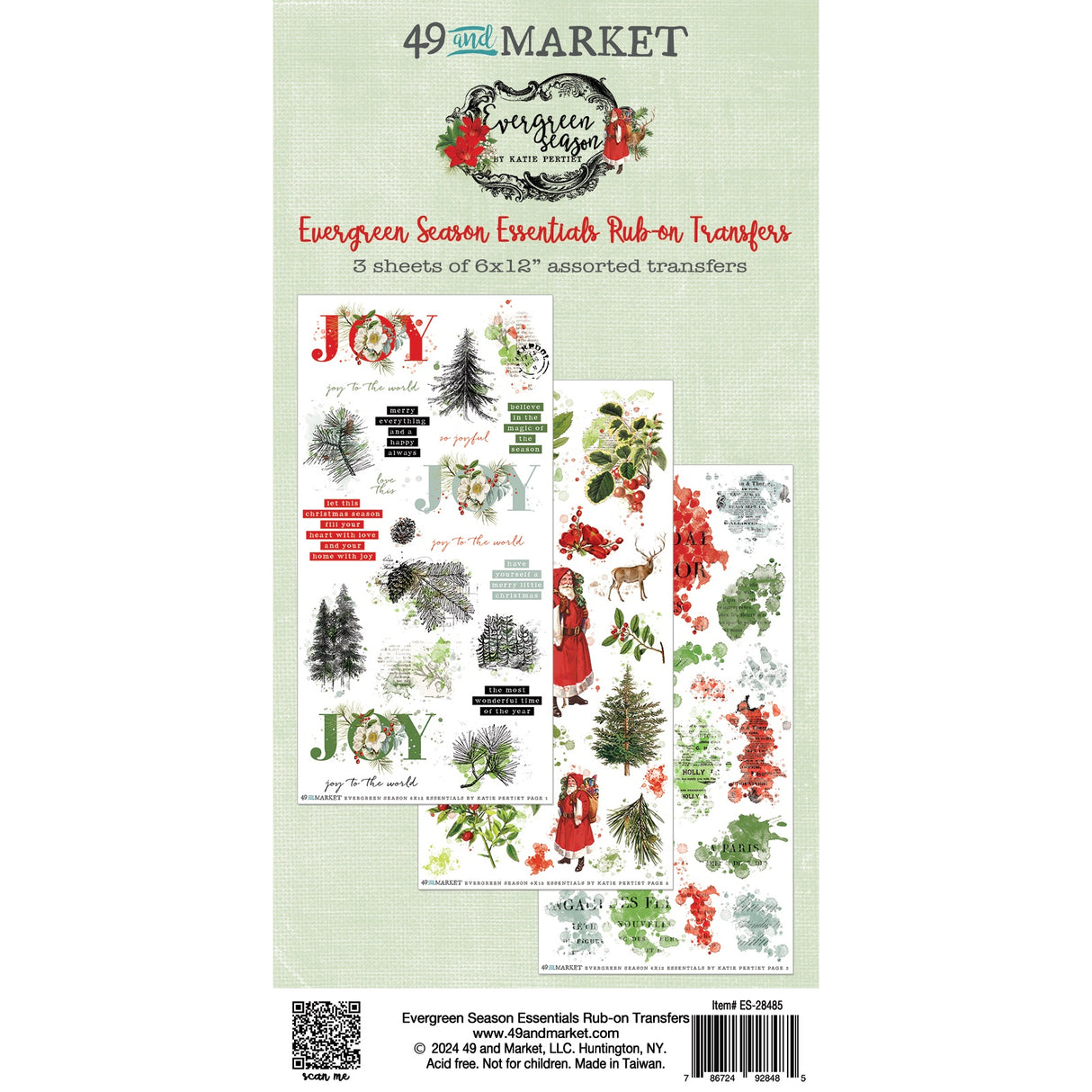 49 And Market Rub-On Transfer Set-Essentials, Evergreen Season