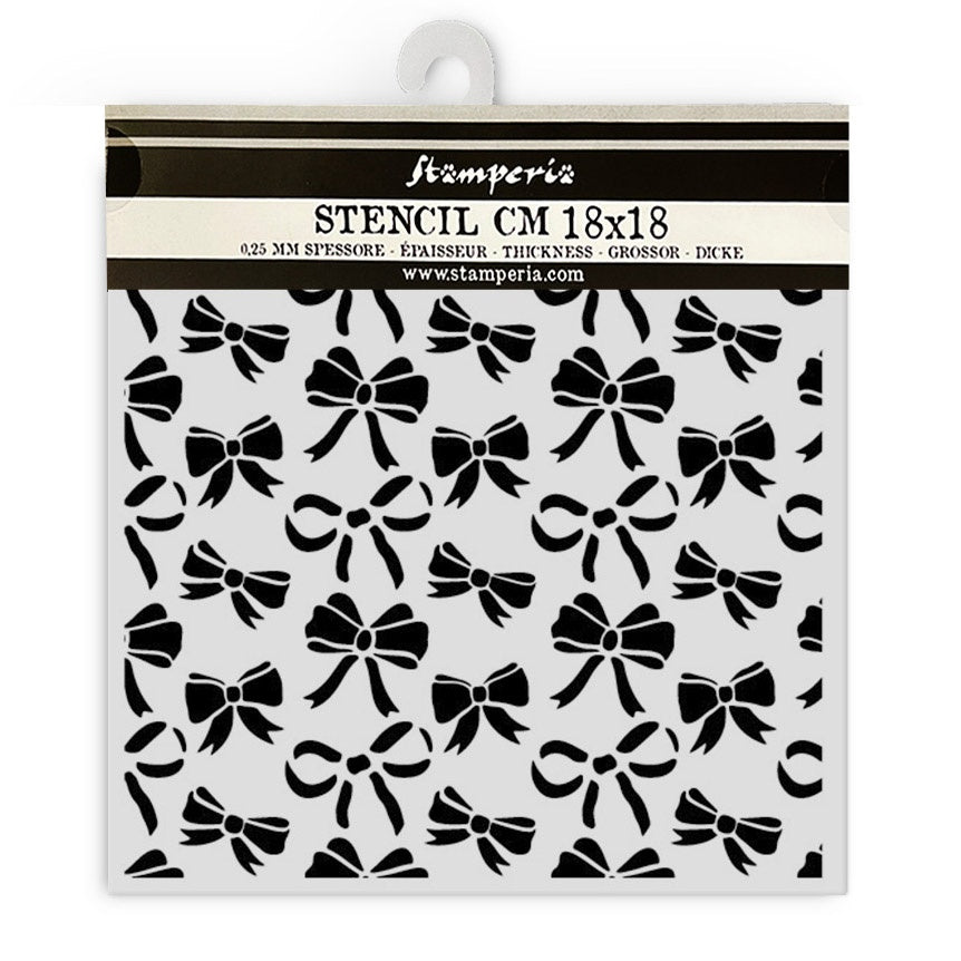 Stamperia Stencil 7"X7"-Classic Christmas Ribbons Pattern