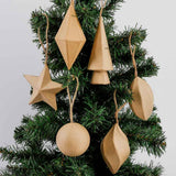 Set of 6 Assorted Shape Paper Mache Christmas Ornaments