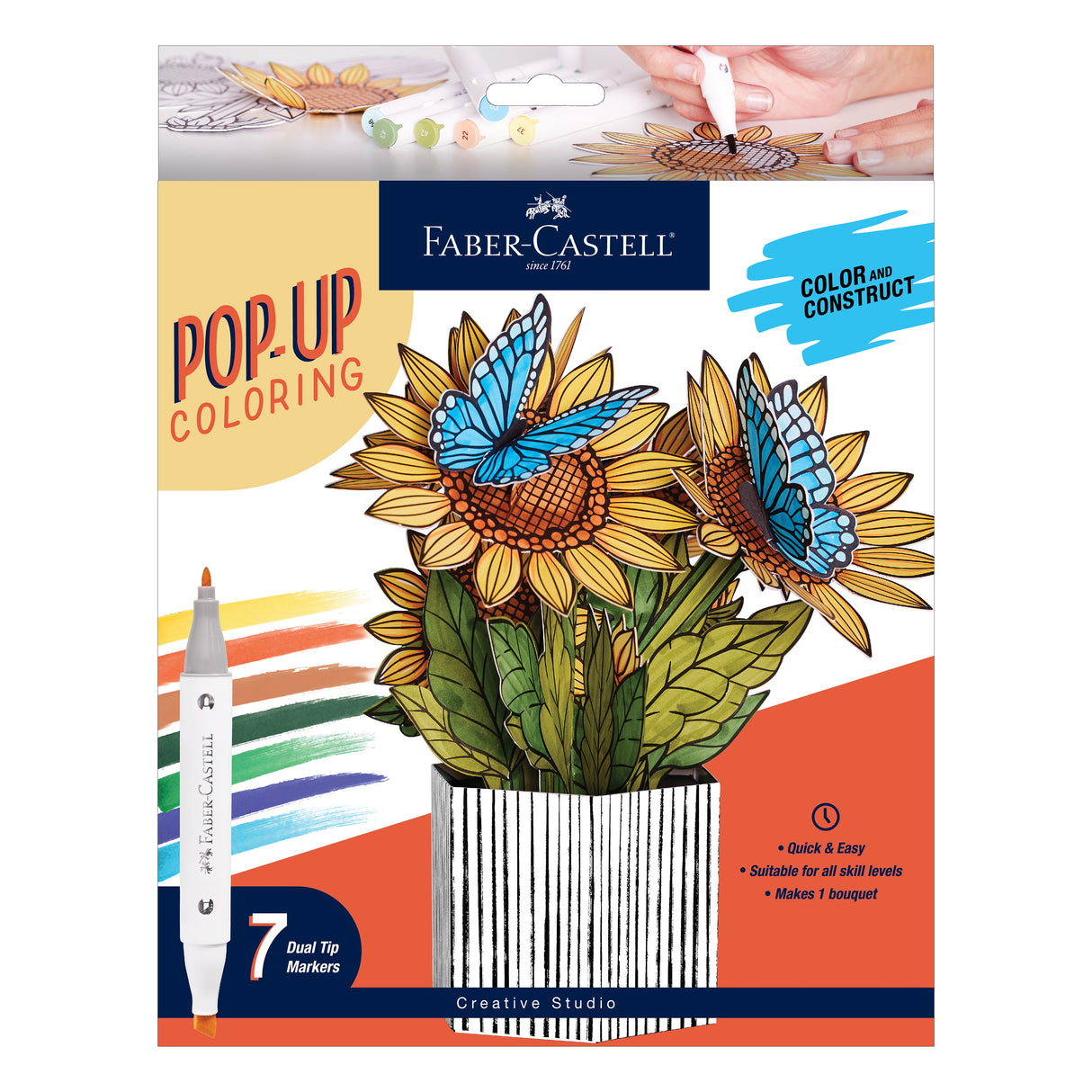 Creative Studio Pop Up Coloring Bouquet-Sunflowers & Butterflies