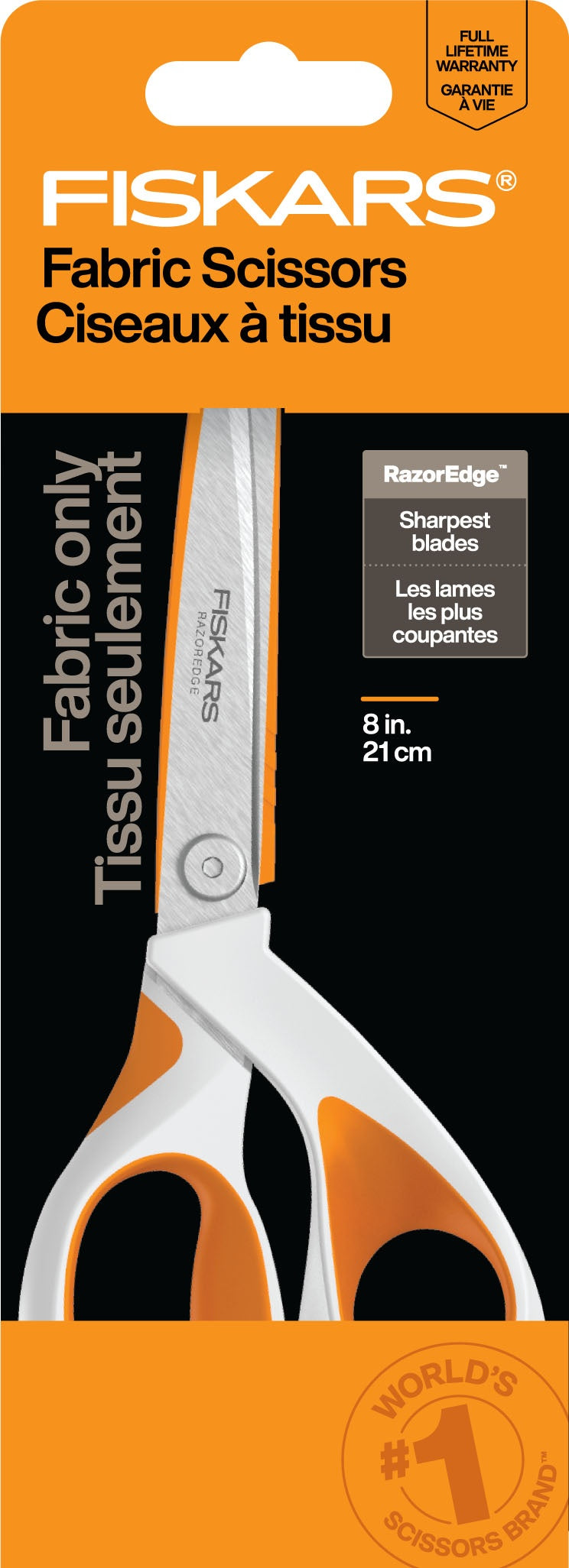 Fiskars RazorEdge(TM) SoftGrip(R) Fabric Scissors  -8" White Handle