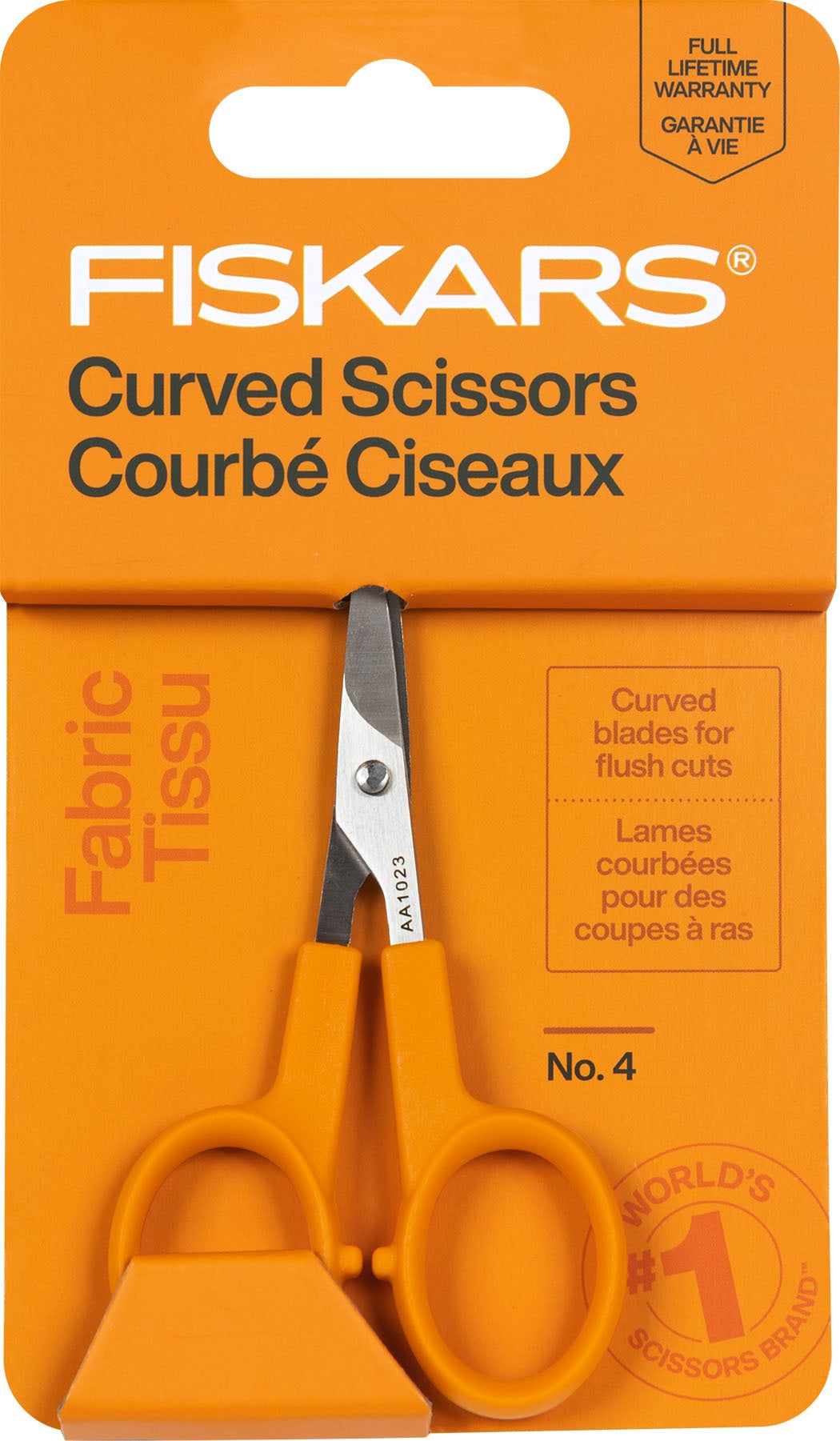 Fiskars Curved Detail Scissors No. 4-4" Orange Handle