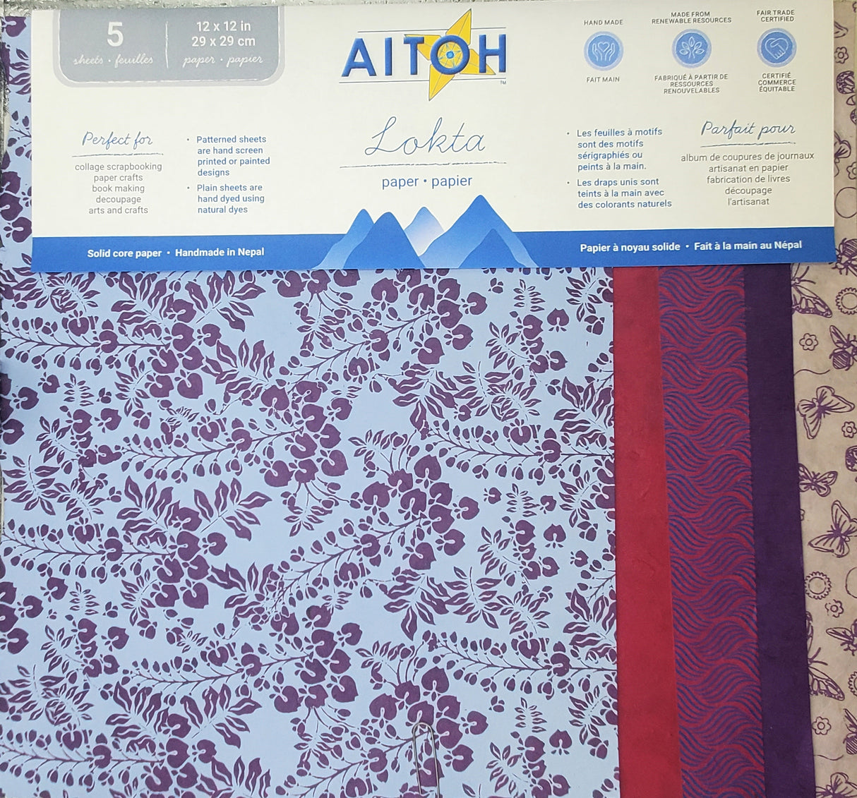 Aitoh Lotka Paper Pack 8.5"X11" 5/Pkg-Purples
