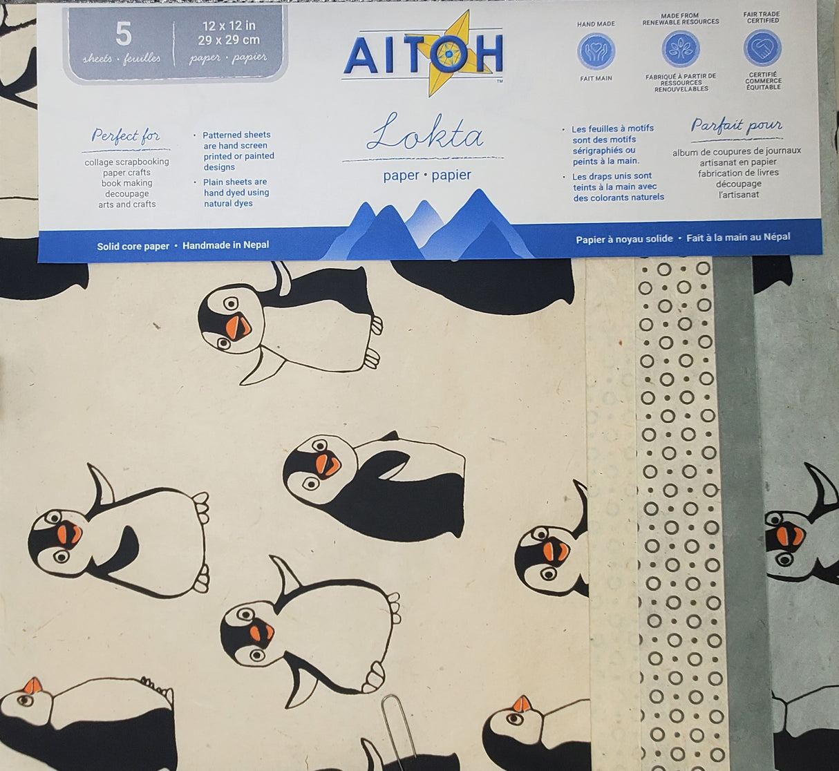 Aitoh Lotka Paper Pack 8.5"X11" 5/Pkg-Penguins