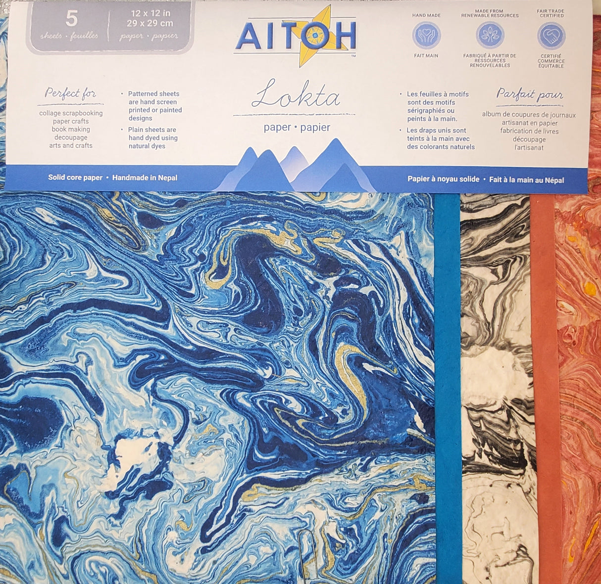 Aitoh Lotka Paper Pack 8.5"X11" 5/Pkg-Marble