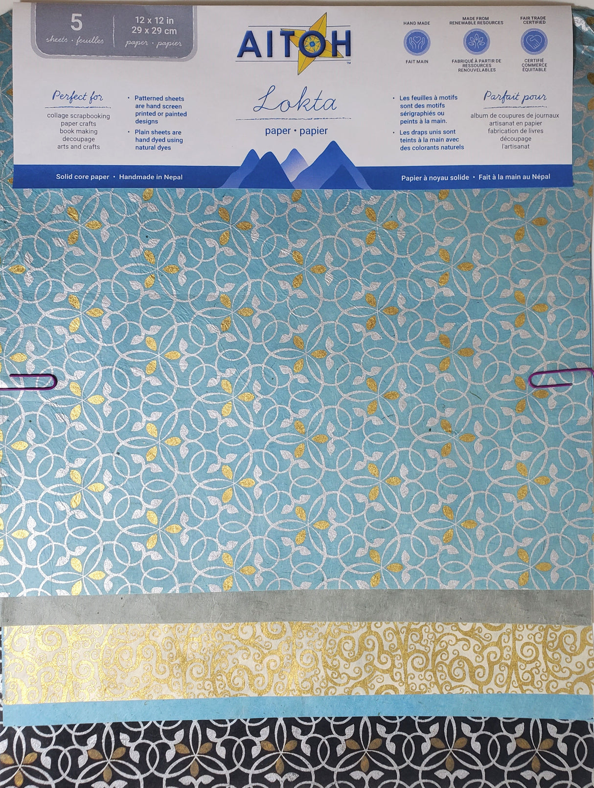 Aitoh Lotka Paper Pack 12"X12" 5/Pkg-Mica