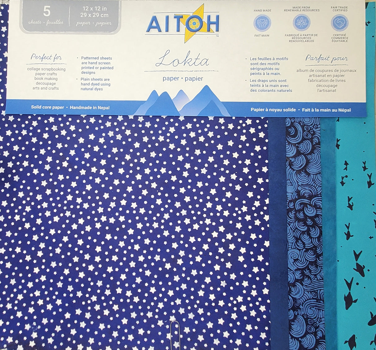 Aitoh Lotka Paper Pack 8.5"X11" 5/Pkg-Blues