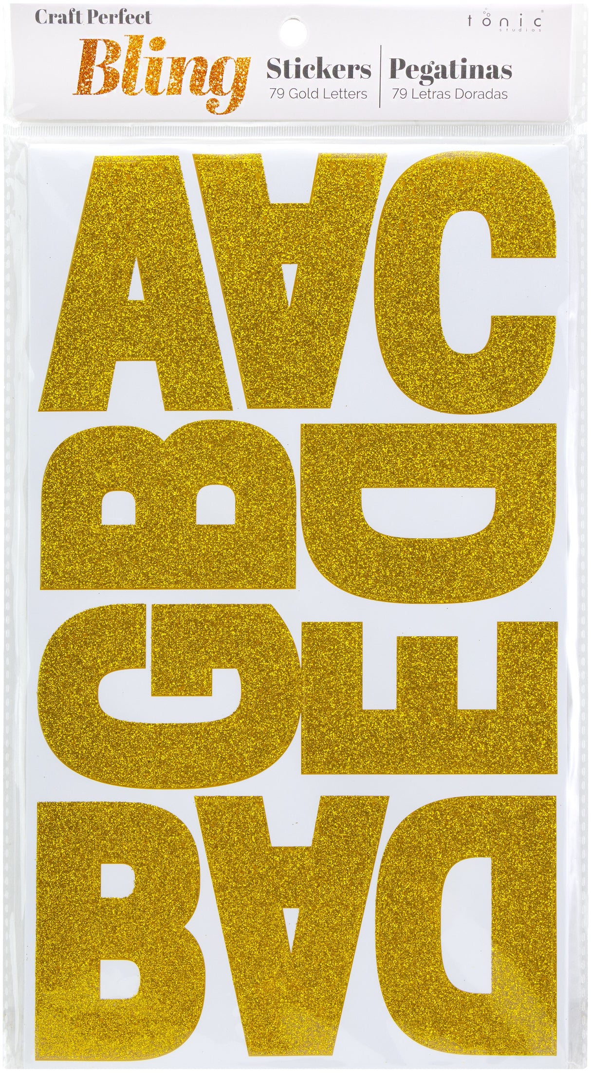 Craft Perfect Glitter Alphabet Sticker Sheet 2IN-Gold