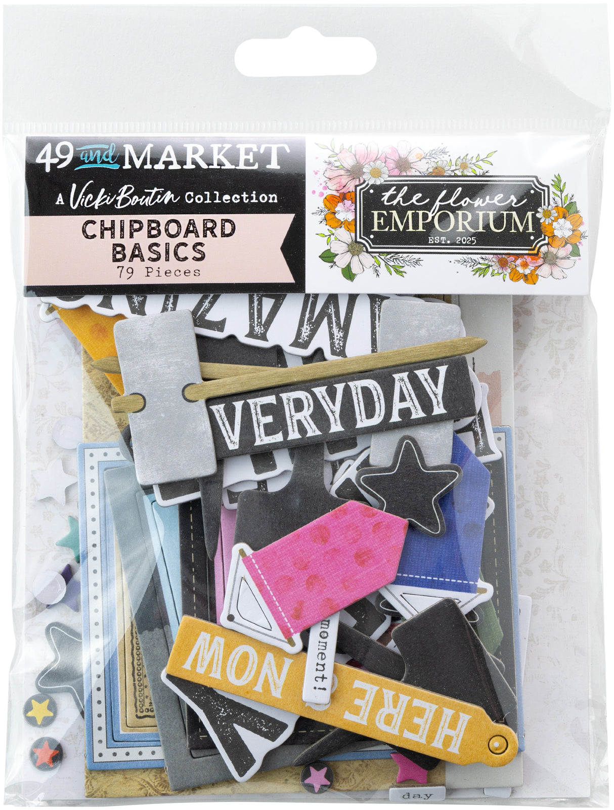 49 And Market Chipboard Basics 79/Pkg-The Flower Emporium