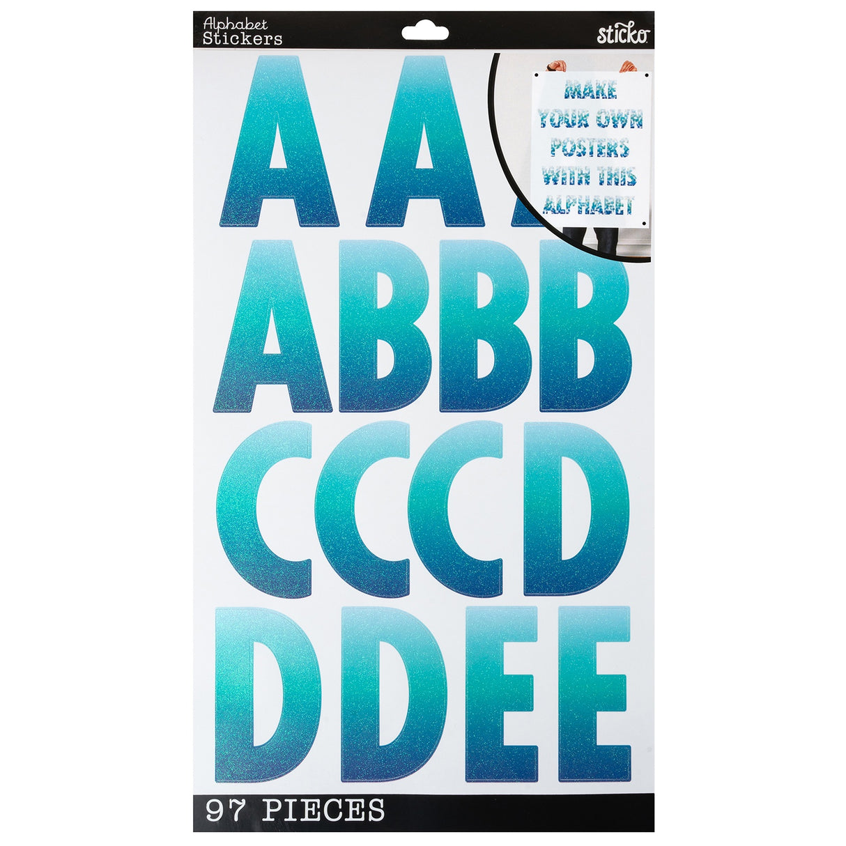 Sticko Alphabet Stickers-Cool Glitter Ombr