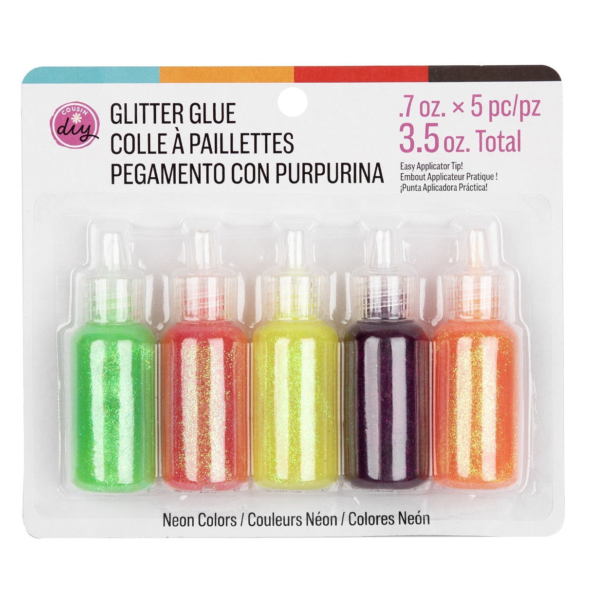CousinDIY Glitter Glue 0.7oz 5/Pkg-Neon