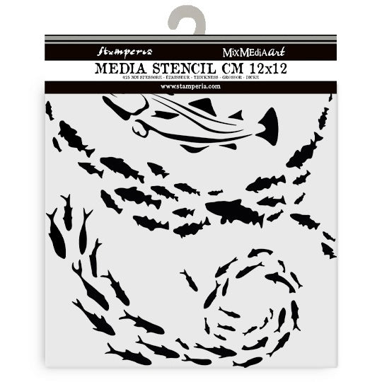 Stamperia Stencil 4.72"X 4.72"-Silent Sea Fish