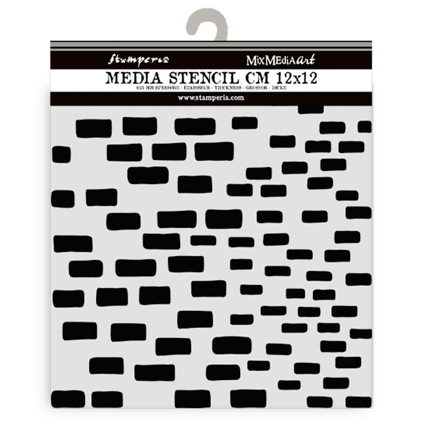 Stamperia Stencil 4.72"X 4.72"-Silent Sea Bricks Pattern