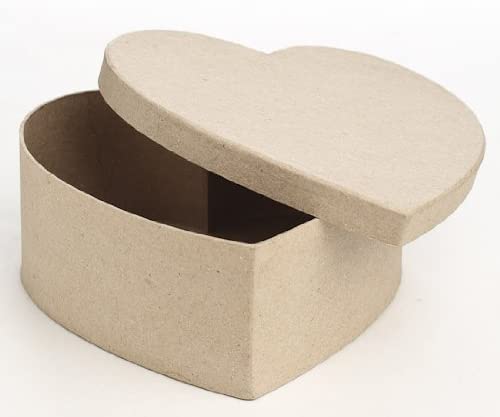 Premade Heart Paper Mache Box - 7-1/2" x 7-1/2" x 3"