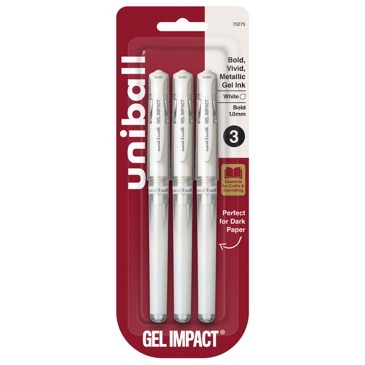 Uni-Ball Signo Gel Bold Point Impact Metallic Pens 3/Pkg-White