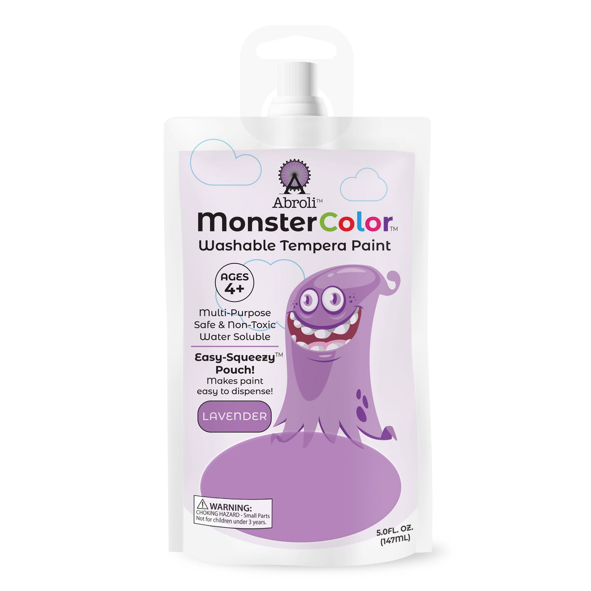 Abroli Monster Color Washable Tempera Paint Pouch 5oz-Lavender