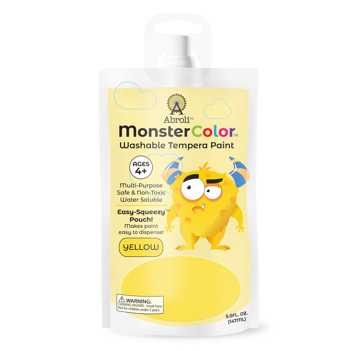 Abroli Monster Color Washable Tempera Paint Pouch 5oz-Yellow