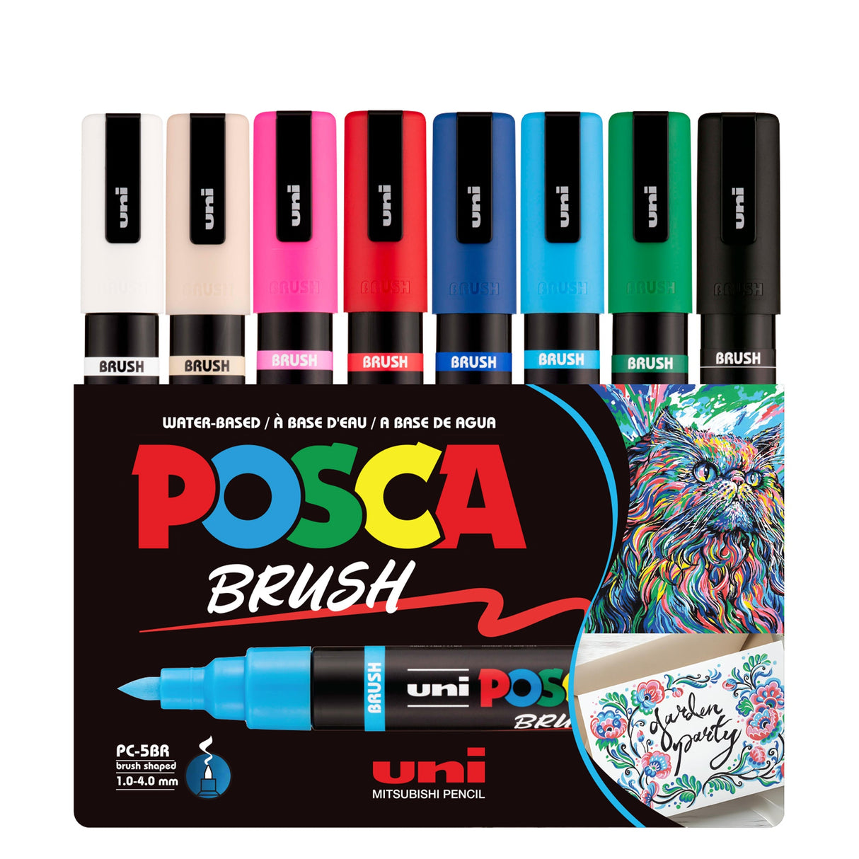 POSCA 5BR Paint Marker Brush Tip (1-4mm) 8/Pkg-Assorted Colors
