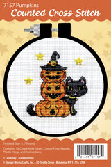 Design Works Counted Cross Stitch Kit With Hoop 3"-Pumpkins