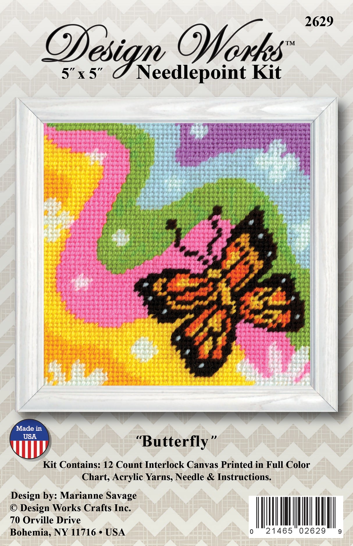 Design Works Needlepoint Kit 5"X5"-Butterfly