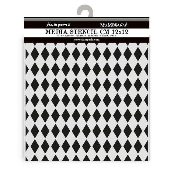 Stamperia Stencil 4.72"X4.72"-Alice In Christmas Rhombus Pattern