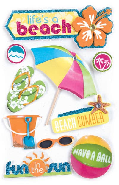 Life's a Beach Dimensional Stickers