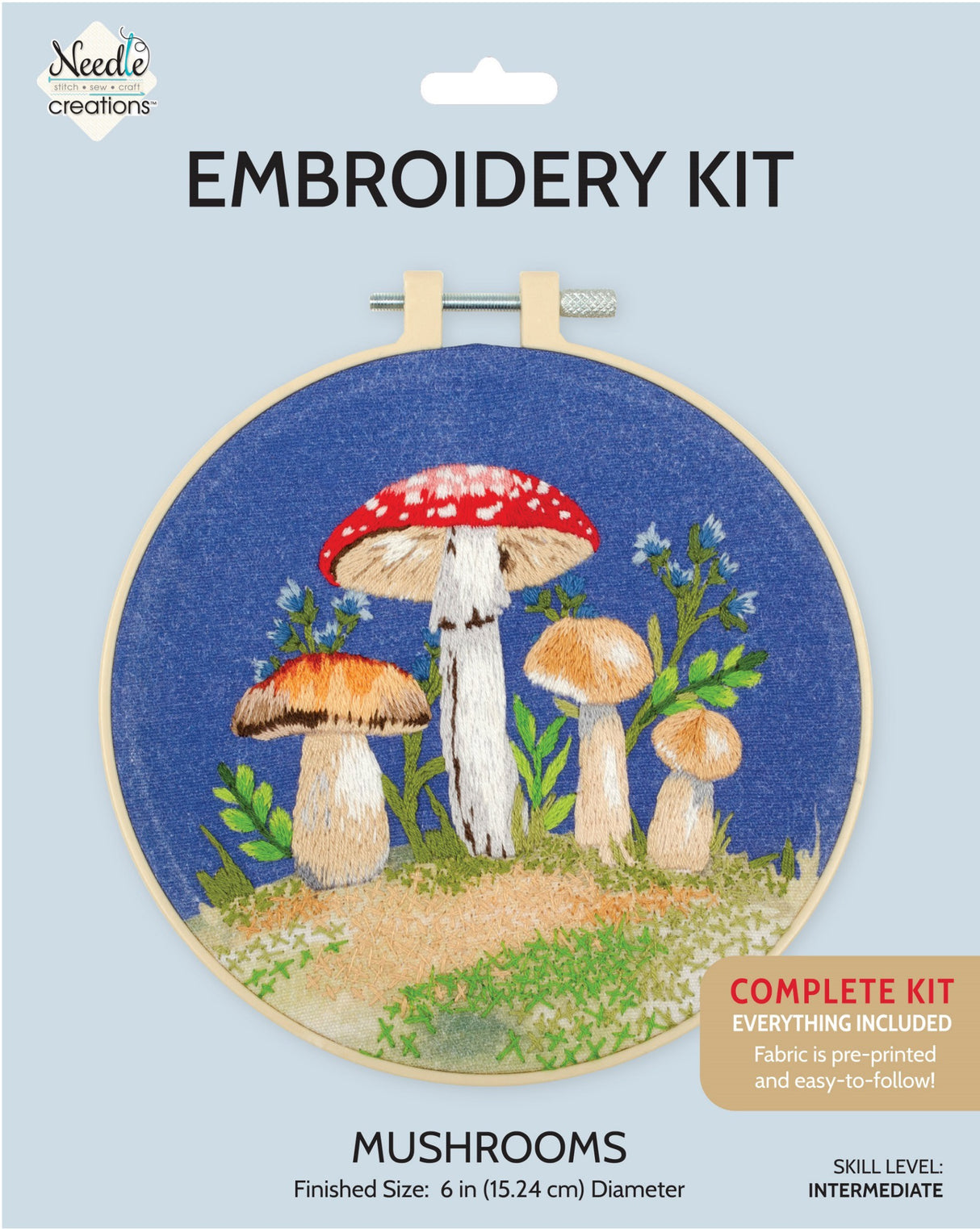 Fabric Editions Needle Creations Embroidery Kit-Mushrooms