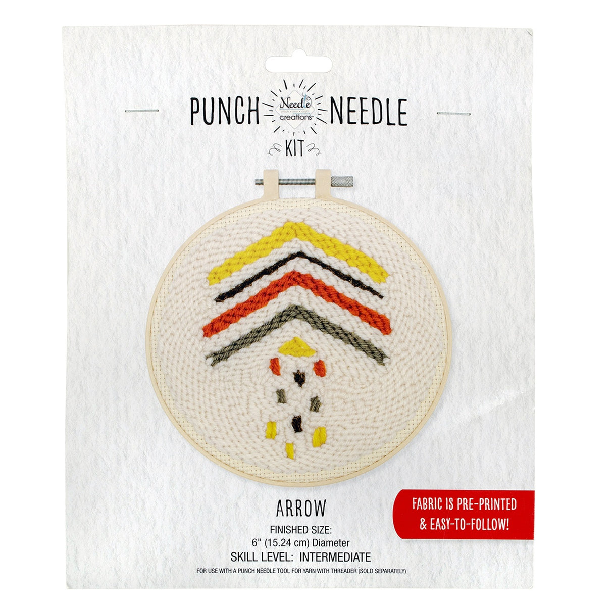 Fabric Editions Needle Creations Punch Needle Kit 6"-Arrow