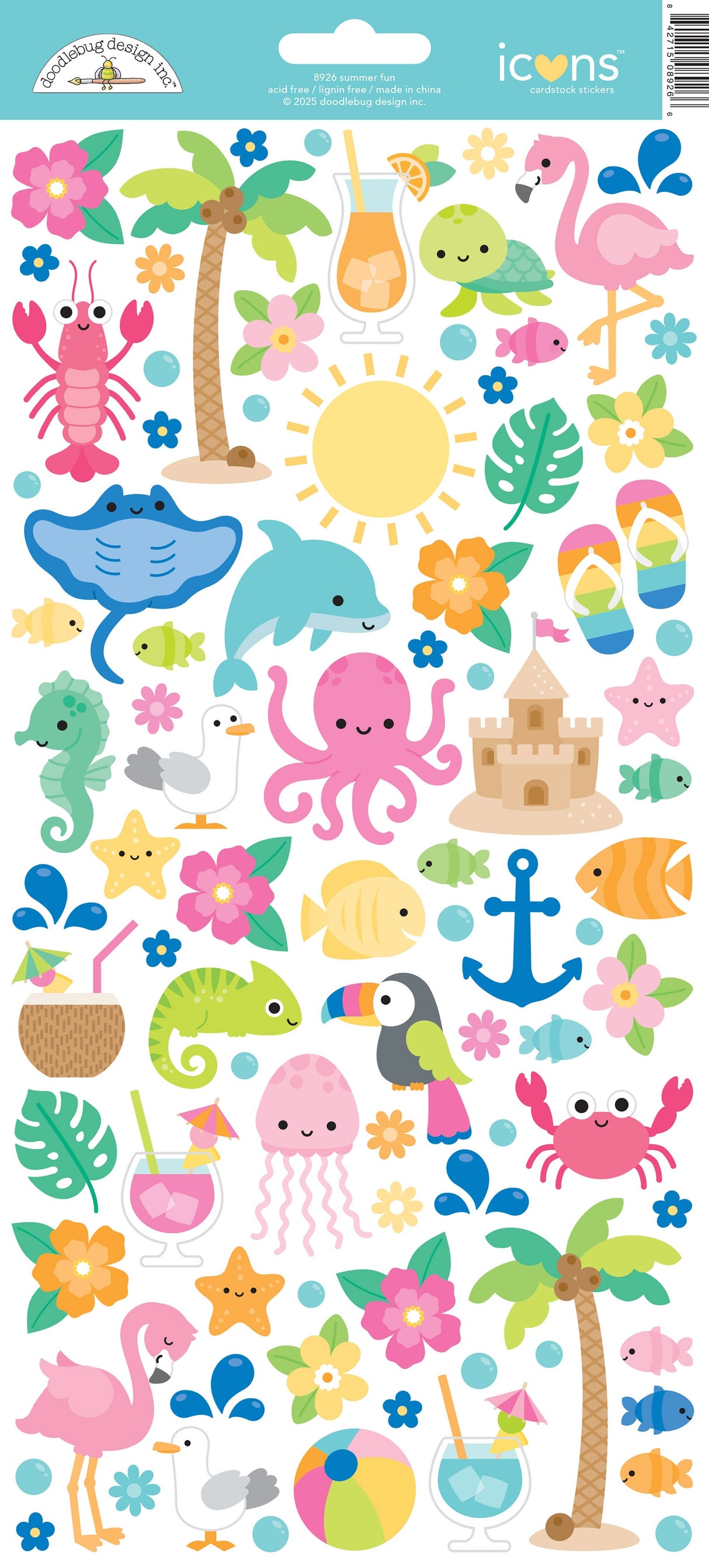 Doodlebug Cardstock Stickers-Icons, Summer Fun